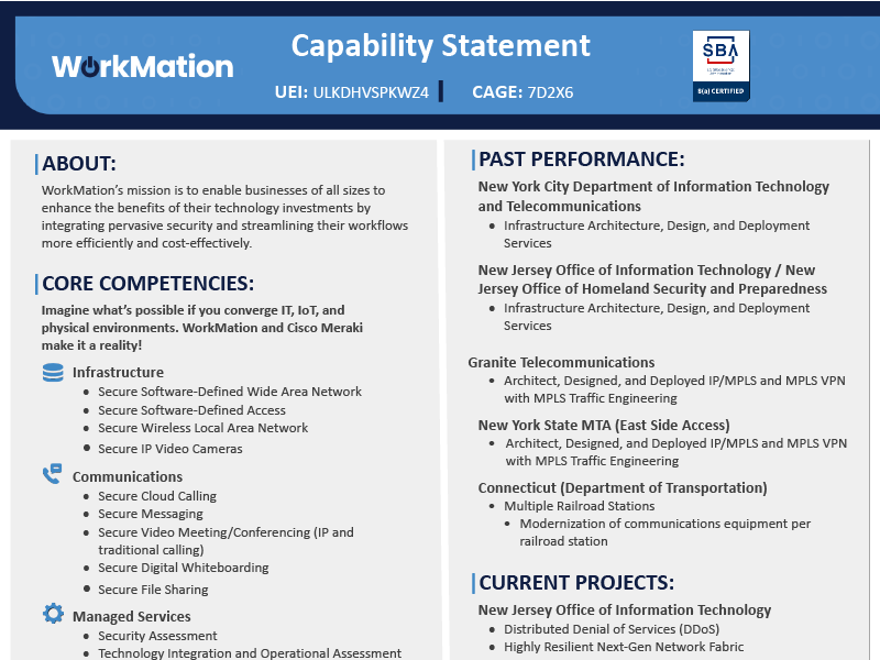 WorkMation Capabilites Statement document preview