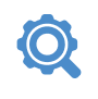 Gear in magnifying glass